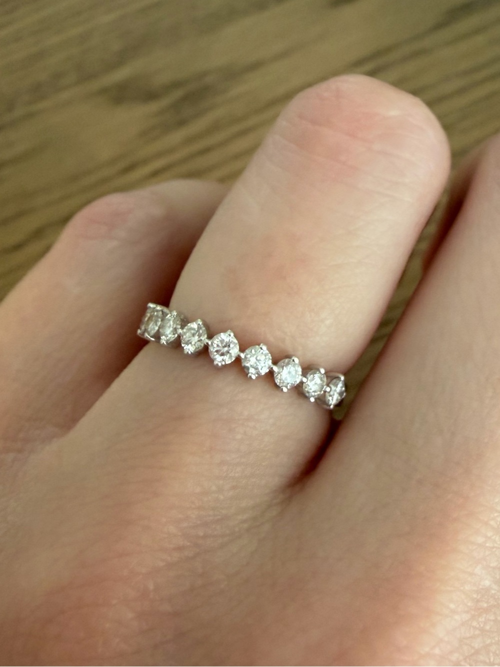 14k White Gold Round Natural Diamond Band  5 1/4 - Picture 2 of 10